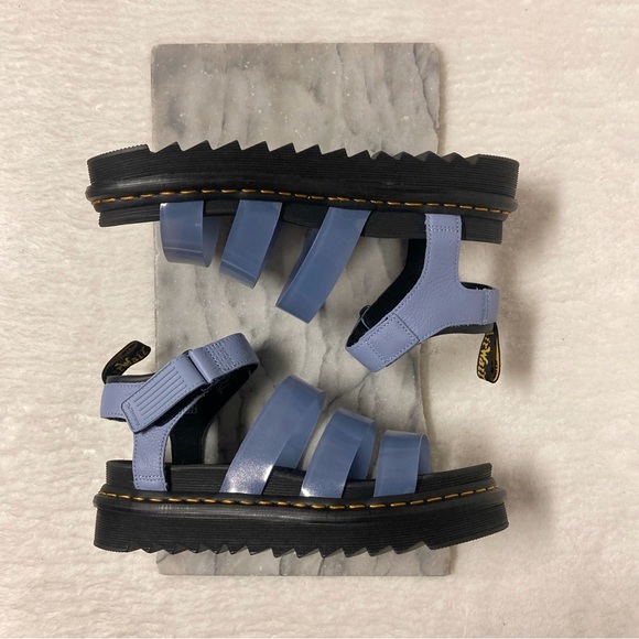 SOLD     Dr.Martens Blaire Jelly Glitter Leather Strap Sandals Chunky Sole Blue - Picture 2 of 14